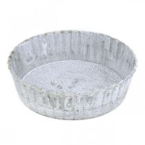 Kovový talíř ve tvaru sušenky, kulatý ozdobný tác, dekorace na stůl umytá bílá Ø14cm V4cm