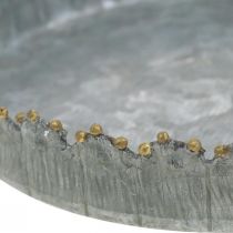 Dekorační tác kovový, dekorace na stůl, talíř na zdobení stříbrná/zlatá Ø18,5cm V2cm
