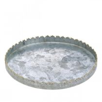 Dekorační tác kovový, dekorace na stůl, talíř na zdobení stříbrná/zlatá Ø18,5cm V2cm