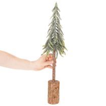 položky Umělá jedle, ledová úprava, s dřevěným podstavcem, zimní dekorace, 60 cm