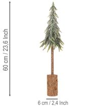 položky Umělá jedle, ledová úprava, s dřevěným podstavcem, zimní dekorace, 60 cm