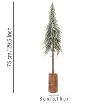 položky Umělá jedle, ledová, dekorativní stromeček na dřevěném podstavci pro zimní dekoraci a Vánoce, 75 cm