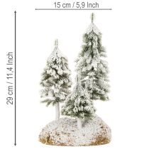 položky Zasněžené jedle, umělá zimní krajina pro vánoční vesničku a dekoraci na stůl, 29 cm