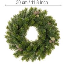 položky Věnec z umělých jedlových větviček s kužely na dveře nebo stůl, 30 cm
