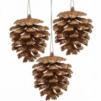 Ozdoby na vánoční stromeček deko kužely třpytivé měděné V7cm 6ks