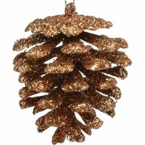 Ozdoby na vánoční stromeček deko kužely třpytivé měděné V7cm 6ks