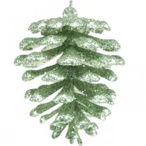 Ozdoby na vánoční stromeček deko kužely třpyt mint V7cm 6ks