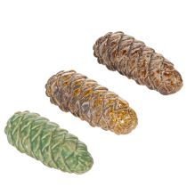položky Keramická dekorace z borové šišky, dekorace na stůl, podzimní, 14 cm, 3 kusy