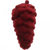 položky Ozdobné šišky semišované, podzimní dekorace, šišky červené, adventní V8,5cm Ø4,5cm 8 kusů