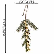 položky Umělá jedlová větvička se zlatými mini vánočními ozdobami, 46 cm, 2 kusy