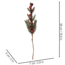 položky Umělá jedlová větvička s vánočními ozdobami, 48 cm, 2 kusy