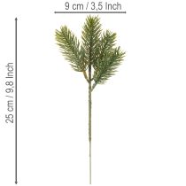 položky Umělá zelená jedlová větvička pro zimní dekorace, 25 cm, 24 kusů