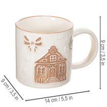 položky Keramický hrnek s motivem domu a reliéfním vzorem, 9 cm