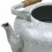 Květinová konvice na čaj zinková šedá, bílá praná Ø26cm V15cm