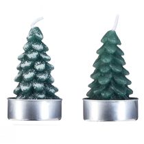 položky Čajové svíčky vánoční stromek zelený zasněžený 6,5cm 8ks