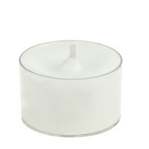 Čajové svíčky bílé v plastové misce 50ks