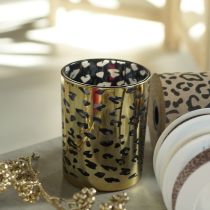 položky Skleněný stojánek na čajové svíčky s leopardím vzorem na dekoraci stolu, 12 cm