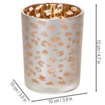 položky Skleněný svícen na čajové svíčky s leopardím vzorem, 12 cm