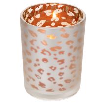 položky Skleněný svícen na čajové svíčky s leopardím vzorem, 12 cm