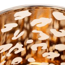 položky Skleněný svícen na čajové svíčky s leopardím vzorem, dvoubarevný, 8 cm