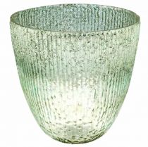 Svíčková skleněná lucerna modrá zelená stolní dekorace sklo Ø21cm V21,5cm