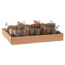 položky Skleněný držák na čajové svíčky, květina, modrý, Ø7,5cm, V6cm, 6 ks