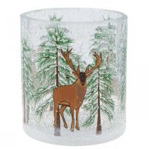 položky Stojan na čajovou svíčku skleněný Christmas Crackle sklenice na čajovou svíčku V10cm