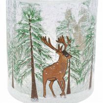 položky Stojan na čajovou svíčku skleněný Christmas Crackle sklenice na čajovou svíčku V10cm