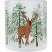 položky Stojan na čajovou svíčku skleněný Christmas Crackle sklenice na čajovou svíčku V10cm