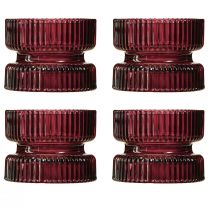 položky Stojan na čajovou svíčku skleněná ozdobná žebrovaná bobule Ø9cm V7cm 4 ks