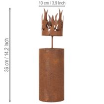 položky Stojan na čajové svíčky, tvar svíčky, rezavá dekorace, patinovaný kov, V36 cm