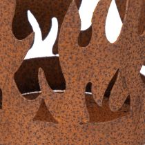 položky Stojan na čajové svíčky, tvar svíčky, rezavá dekorace, patinovaný kov, V36 cm