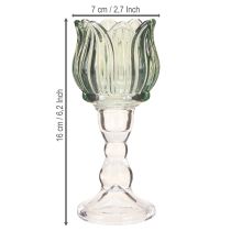 položky Stojan na čajovou svíčku tulipán sklenice na čajovou svíčku zelená Ø7cm V16cm 2ks