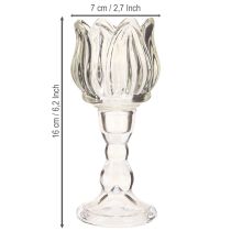 položky Stojan na čajovou svíčku tulipán sklenice na čajovou svíčku s podstavcem čirá Ø7cm V16cm 2ks