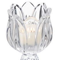 položky Skleněné svícny s květinovým vzorem pro elegantní dekoraci stolu, 14 cm, 2 kusy