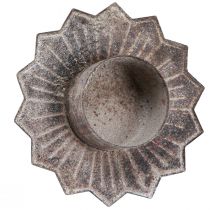 položky Stojan na čajovou svíčku vintage čajová svíčka na nalepení šedá Ø9cm V8,5cm 4ks
