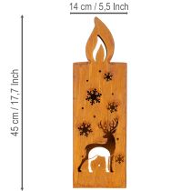 položky Vánoční svícen na čajové svíčky, rezavý kovový svícen, jelen, 45x14cm