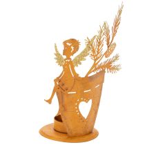 položky Vánoční svícen na čajové svíčky, dekorace anděl, rezavá dekorace, Ø8cm V18cm