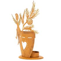 položky Vánoční svícen na čajové svíčky, dekorace anděl, rezavá dekorace, Ø8cm V18cm
