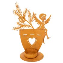 položky Vánoční svícen na čajové svíčky, dekorace anděl, rezavá dekorace, Ø8cm V18cm