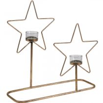 položky Stojan na čajovou svíčku Star Metal Golden Vintage 2 plameny L38cm