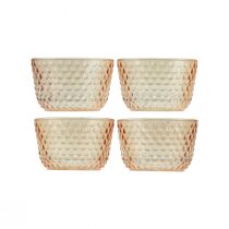 položky Stojan na čajovou svíčku skleněná lucerna retro oranžová Ø8cm V5cm 4ks