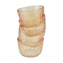 položky Stojan na čajovou svíčku skleněná lucerna retro oranžová Ø8cm V5cm 4ks