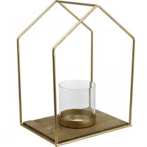 Lampionový domeček kovový svícen na čajovou svíčku stolní dekorace 26×20×35cm