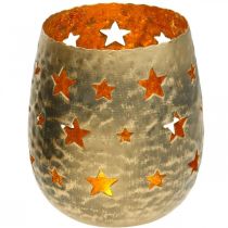položky Stojan na čajovou svíčku Vánoční dekorace hvězdy starožitná optika kov zlatý Ø9cm V13cm
