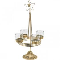 položky Stojan na čajovou svíčku čtyři sklenice Star Christmas Gold Ø20cm H38,5cm