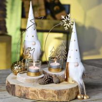 položky Gnome Vánoční dekorační figurka bílá, zlatá Ø6,5cm V22cm 2ks