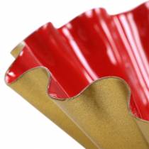 položky Dekorativní mísa pečicí forma smaltovaný vzhled červená, zlatá Ø12,5cm V4cm