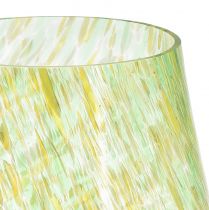 položky Stojan na čajovou svíčku lucerna skleněná žlutá zelená Ø12cm V14,5cm