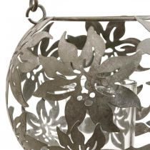 Větrná lehká kovová závěsná dekorace dekorativní lucerna šedá Ø14cm H13cm